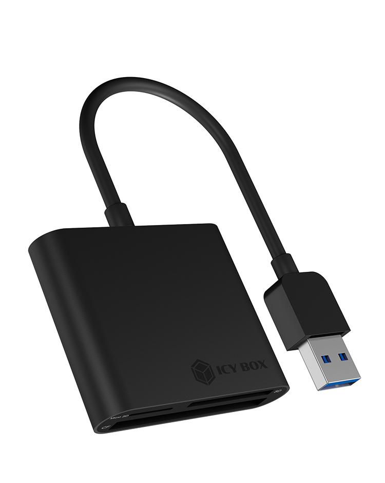 Image of ICY BOX (IB-CR301-U3) External 3-Port Reader SD/microSD/CF Cards...