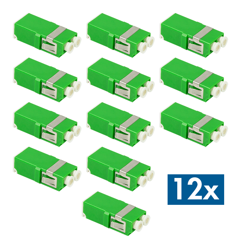 LogiLink Fiber Adapter LC Duplex, 12 pieces, without flange, green, with laser protection