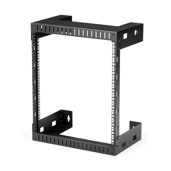 StarTech.com 12U 19" Wall Mount Network Rack - 12" Deep 2 Post Open Frame Server Room Rack for Data/AV/IT/Computer Equipment/Patch Panel with Cage Nuts & Screws 200lb Capacity, Black (RK12WALLO)