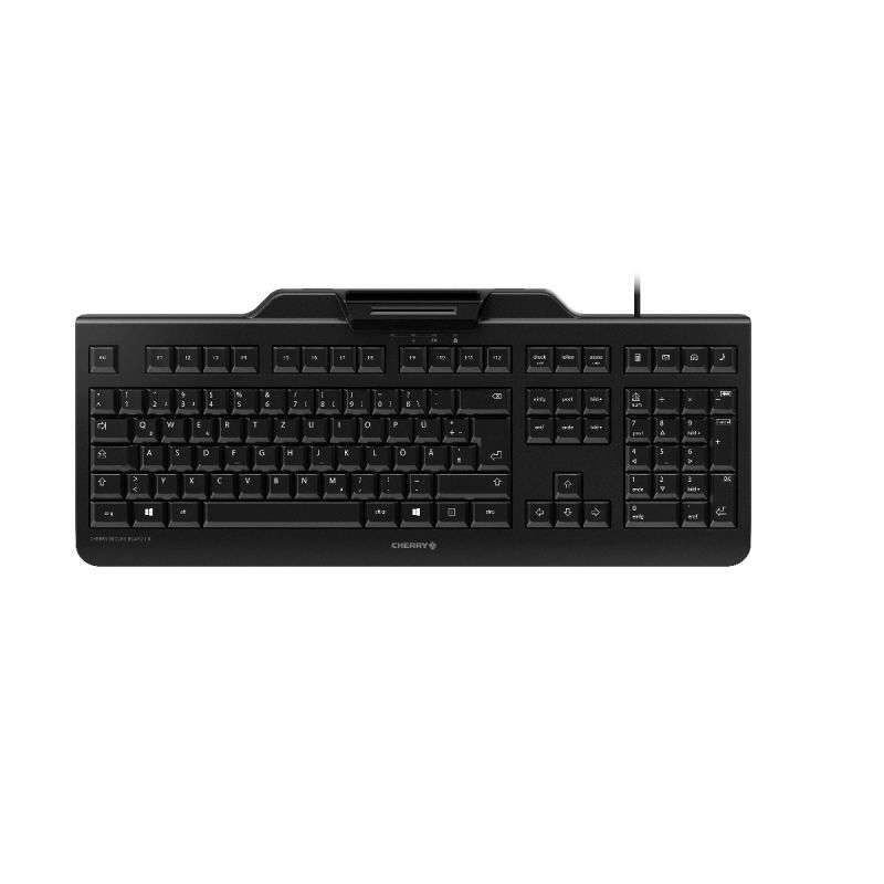 Image of CHERRY SECURE BOARD 1.0 Corded Smartcard Keyboard, Black, USB...