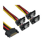 InLine SATA Power 1 to 4 Cable female / 4x SATA male angled with latches 0.15m