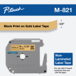 Brother M821 label-making tape Black on gold