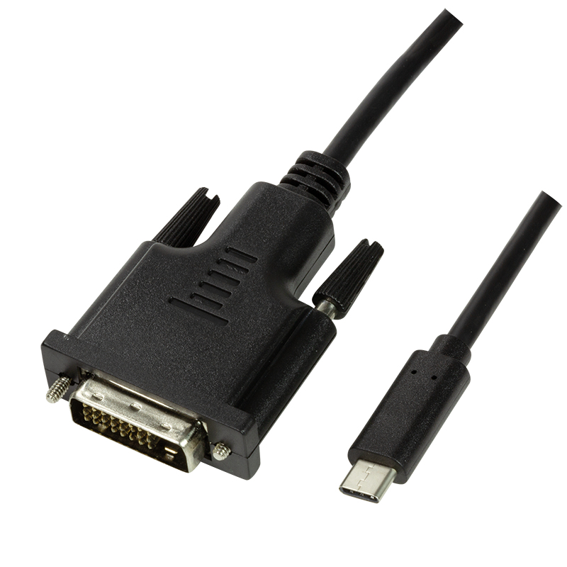 Image of LogiLink UA0332 video cable adapter 3 m USB Type-C DVI-D Black