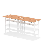 Dynamic Air Back-to-Back W1800 x D600mm Height Adjustable Sit Stand 4 Person Bench Desk With Cable Ports Oak Finish White Frame - HA02560 DD