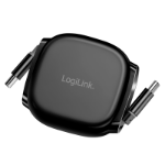 LogiLink USB 2.0 Type-C cable, C/M to C/M, retractable, 480 Mbps, 60W, black, 1 m