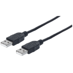 Manhattan USB-A to USB-A Cable, 1m, Male to Male, USB 2.0, 480 Mbps, Hi-Speed USB, Black, Lifetime Warranty, Equivalent to USB2AA1M