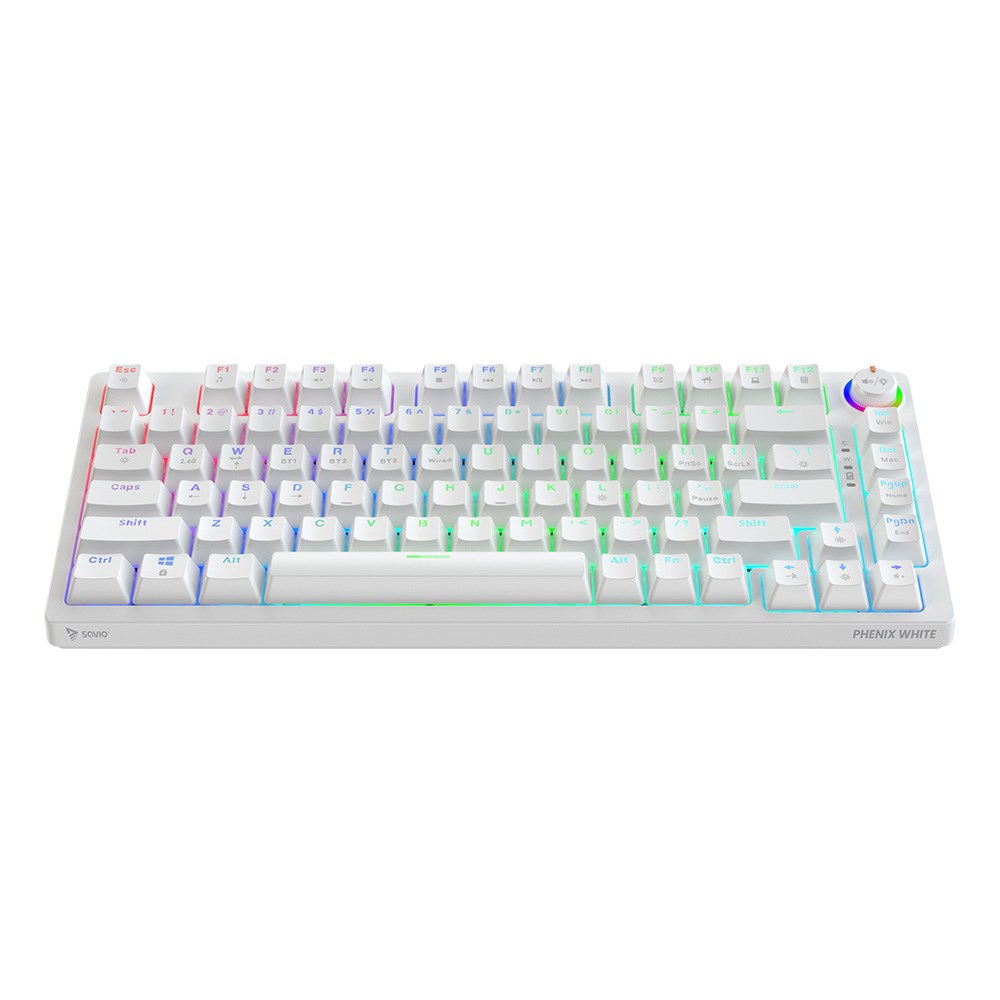 SAV IO PHENIX WHITE Wireless Mechanical Keyboard, Gateron Red Pro, ABS