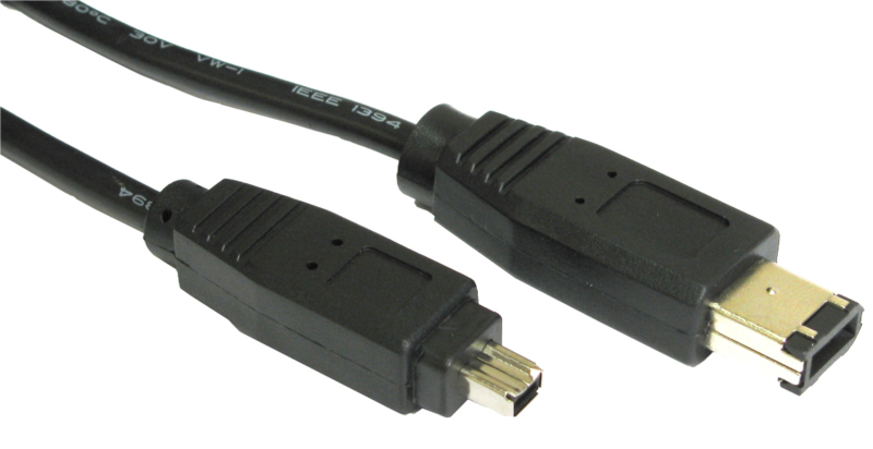 Cables Direct 1m, firewire 6pin-4pin 6-p 4-p Black
