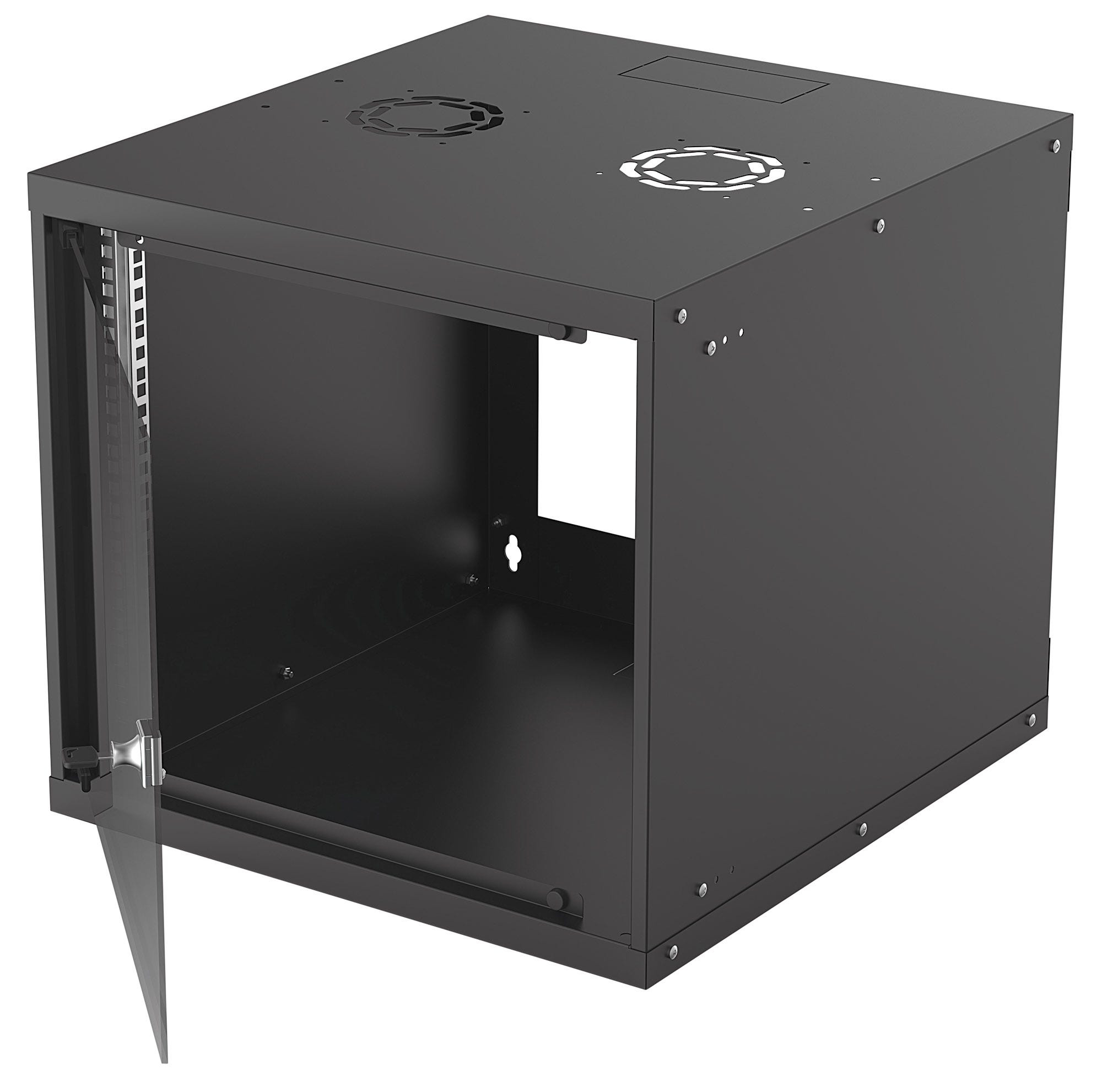 Intellinet 19" Basic Wallmount Cabinet, 9U, 560mm Deep, IP20-Rated Housing, Max 50kg, Flatpack, Black