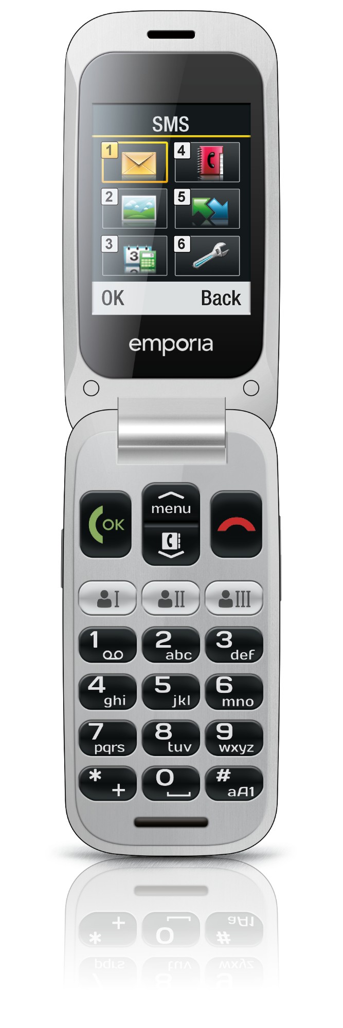 Emporia ONE 6.1 cm (2.4") 80 g Grey, Silver Senior phone