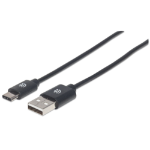 Manhattan USB-C to USB-A Cable, 3m, Male to Male, 480 Mbps (USB 2.0), Hi-Speed USB, Black, Lifetime Warranty, Polybag