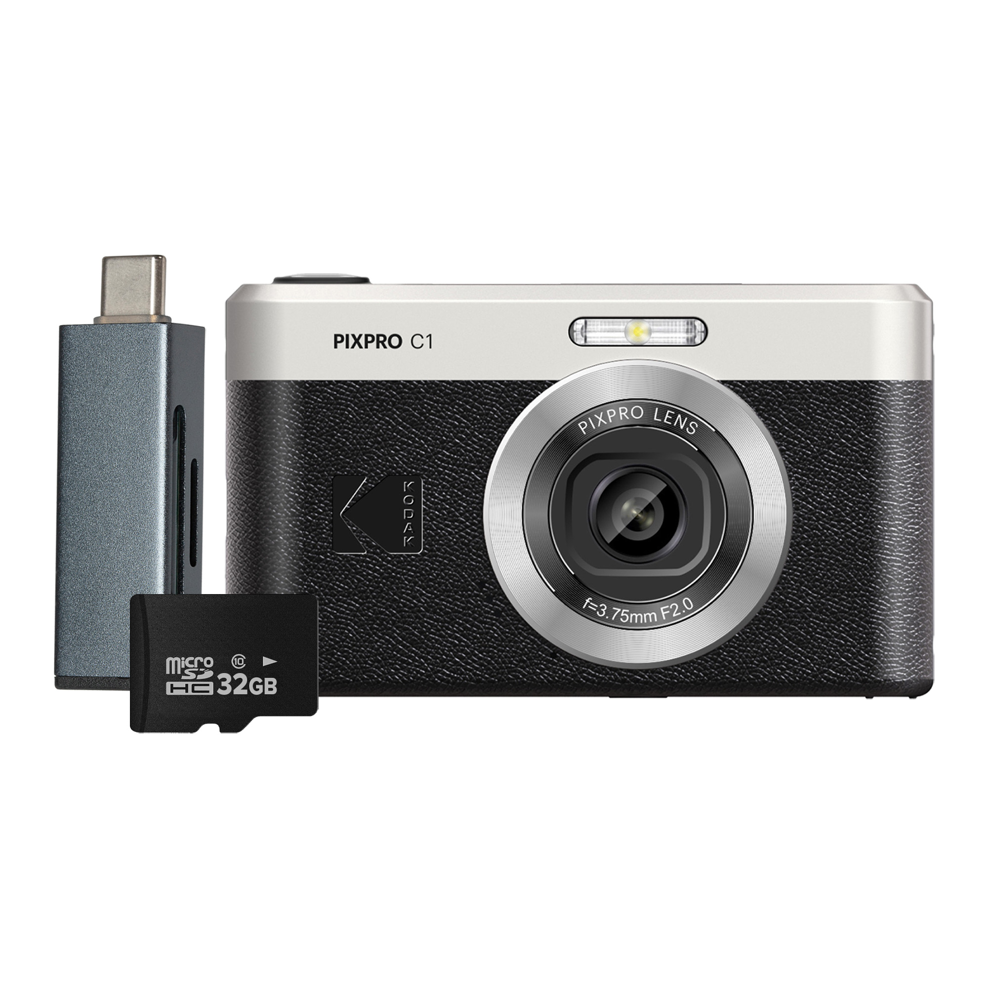 Kodak PIXPRO C1 13MP 4x Digital Zoom Compact Camera - Black - Camera +