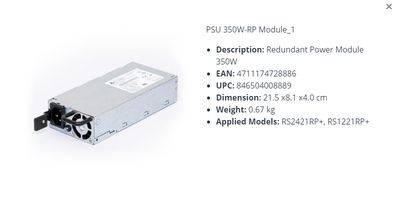 Synology PSU 350W-RP MODULE_1 strömförsörjningsenheter