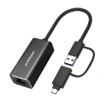 mBeat 2-in-1 USB 3.1 Gigabit LAN Adapter with USB-C Converter/ USB 3.1/ RJ45/ Transfer Speed: 10/100/1000Mbps