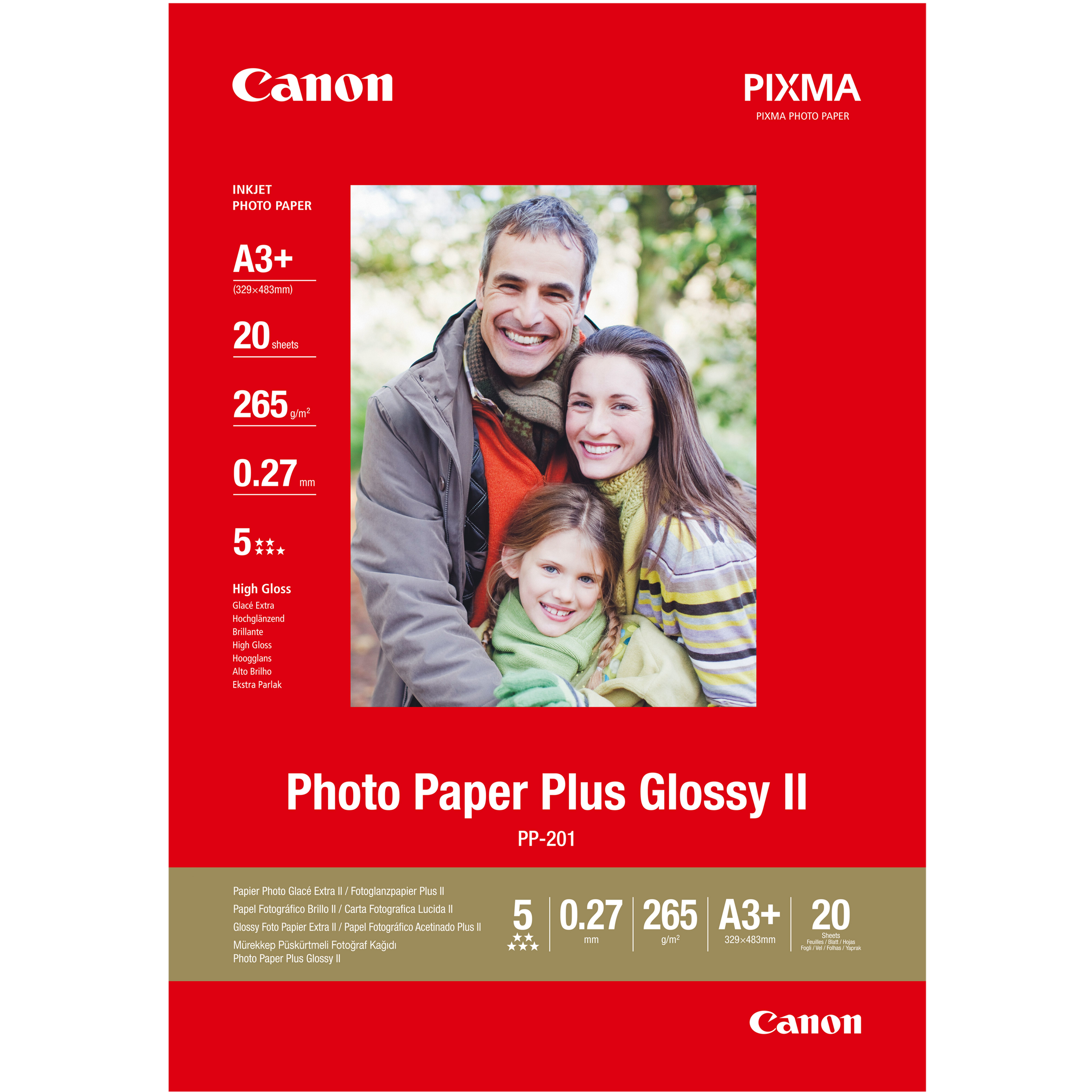 Image of Canon PP-201 Glossy II Photo Paper Plus A3 Plus - 20 Sheets