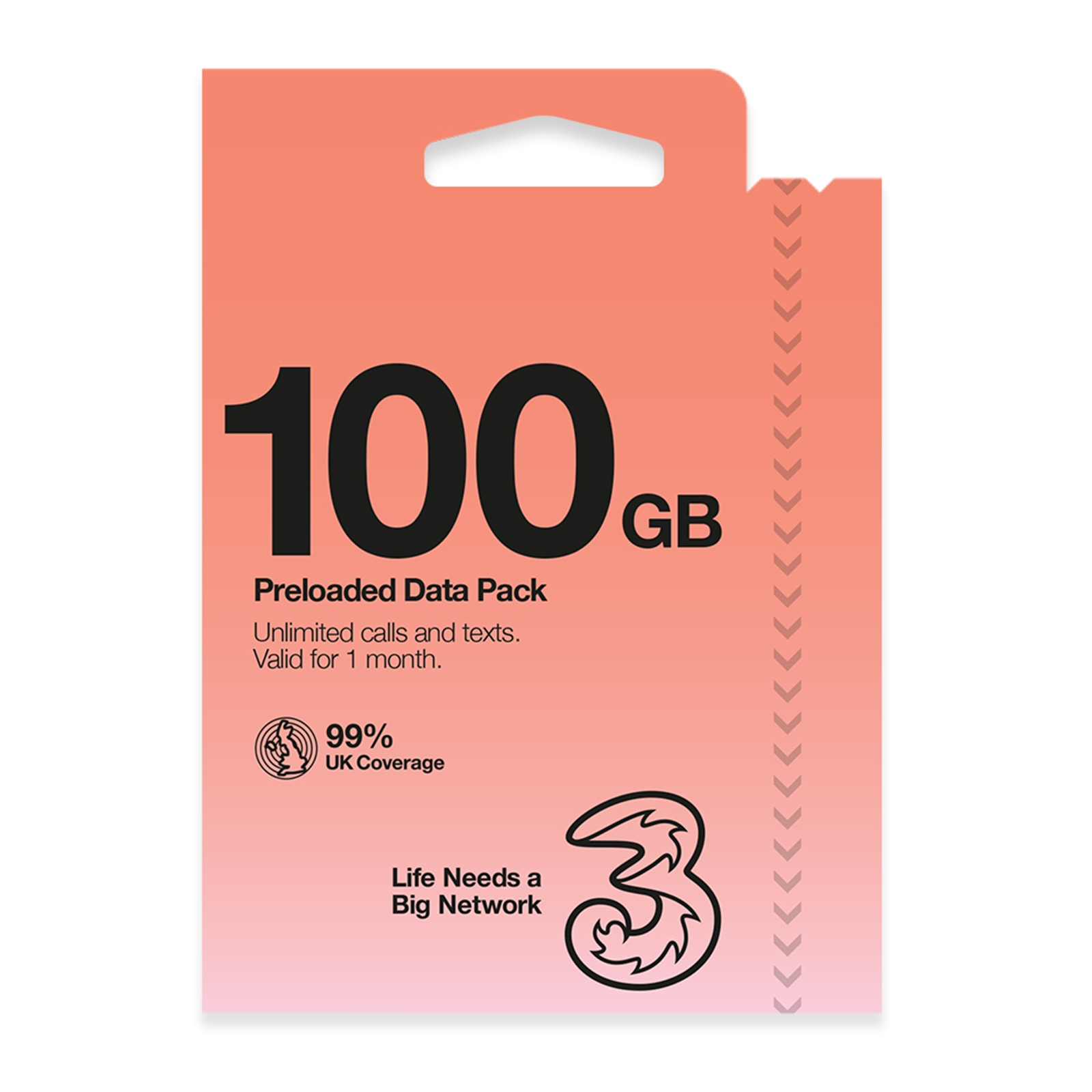 Image of Three Three 100GB (normally 50GB) Prepaid Voice & Data SIM - 4G /...