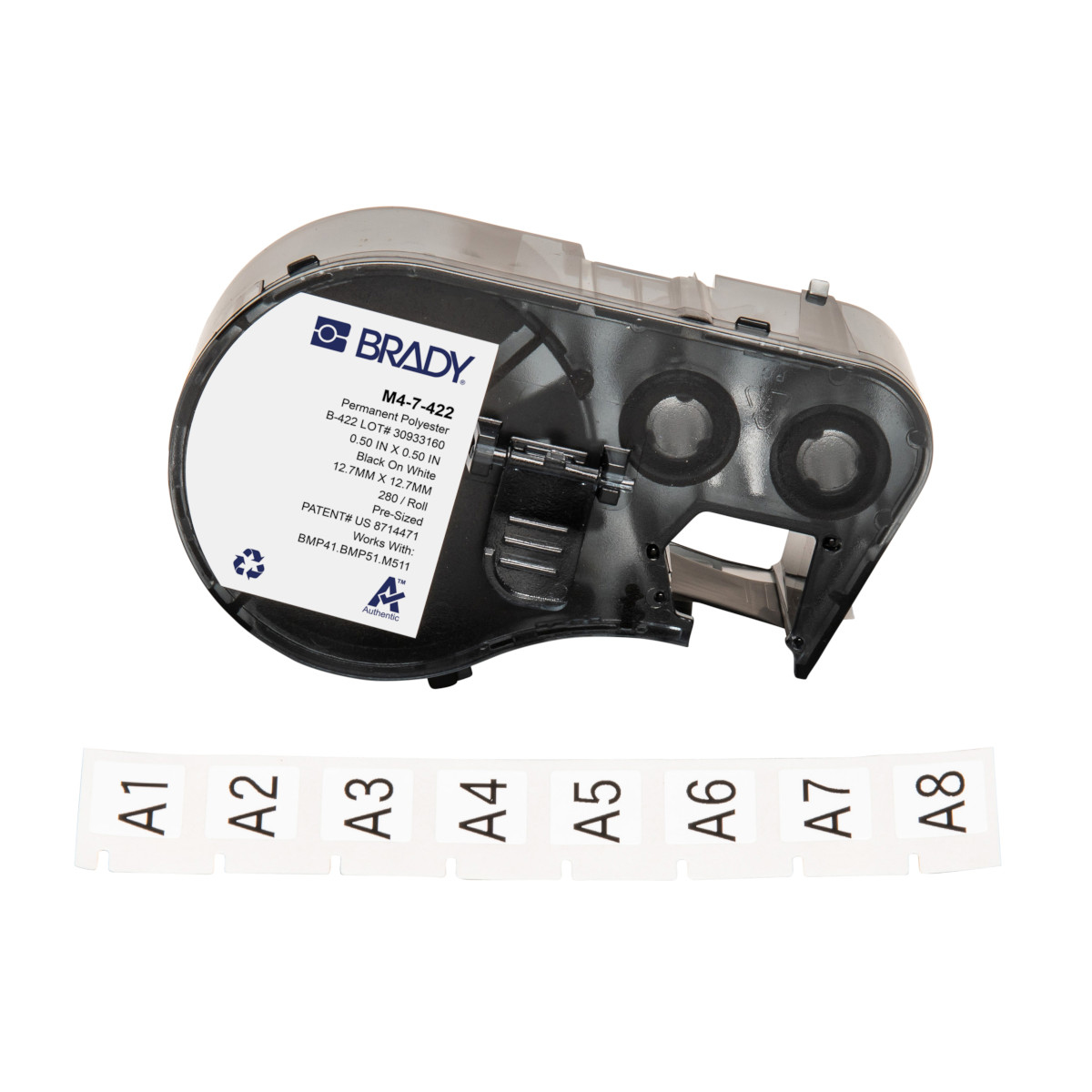 Brady M4-7-422 printer label Black. White Self-adhesive printer label