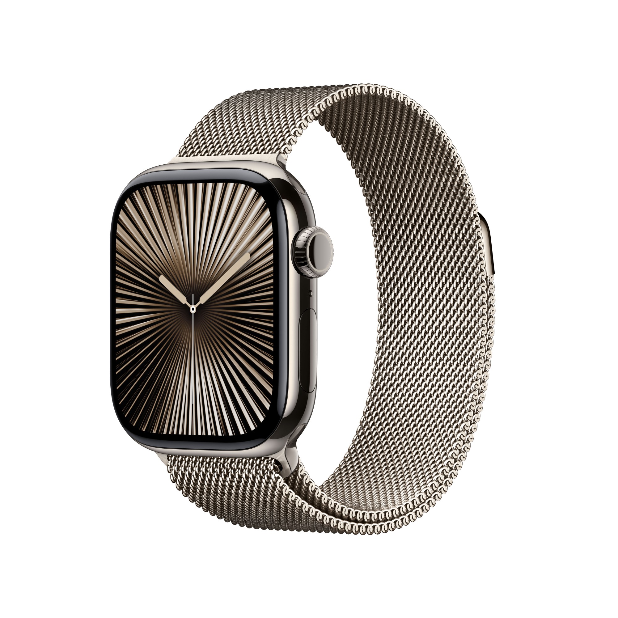 Apple Watch Series 10 (GPS + Cellular) - 42 mm - natural titanium - smart watch with milanese loop - stainless steel mesh - natural - wrist size: 130-180 mm - 64 GB - LTE, Wi-Fi 4, UWB, Bluetooth - 4G - 34.4 g