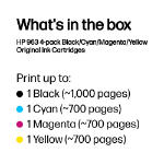 HP 6ZC70AE/963 Ink cartridge multi pack Bk,C,M,Y 24,09ml + 3x10,7ml Pack=4 for HP OJ Pro 9010/e/9020/9020 e