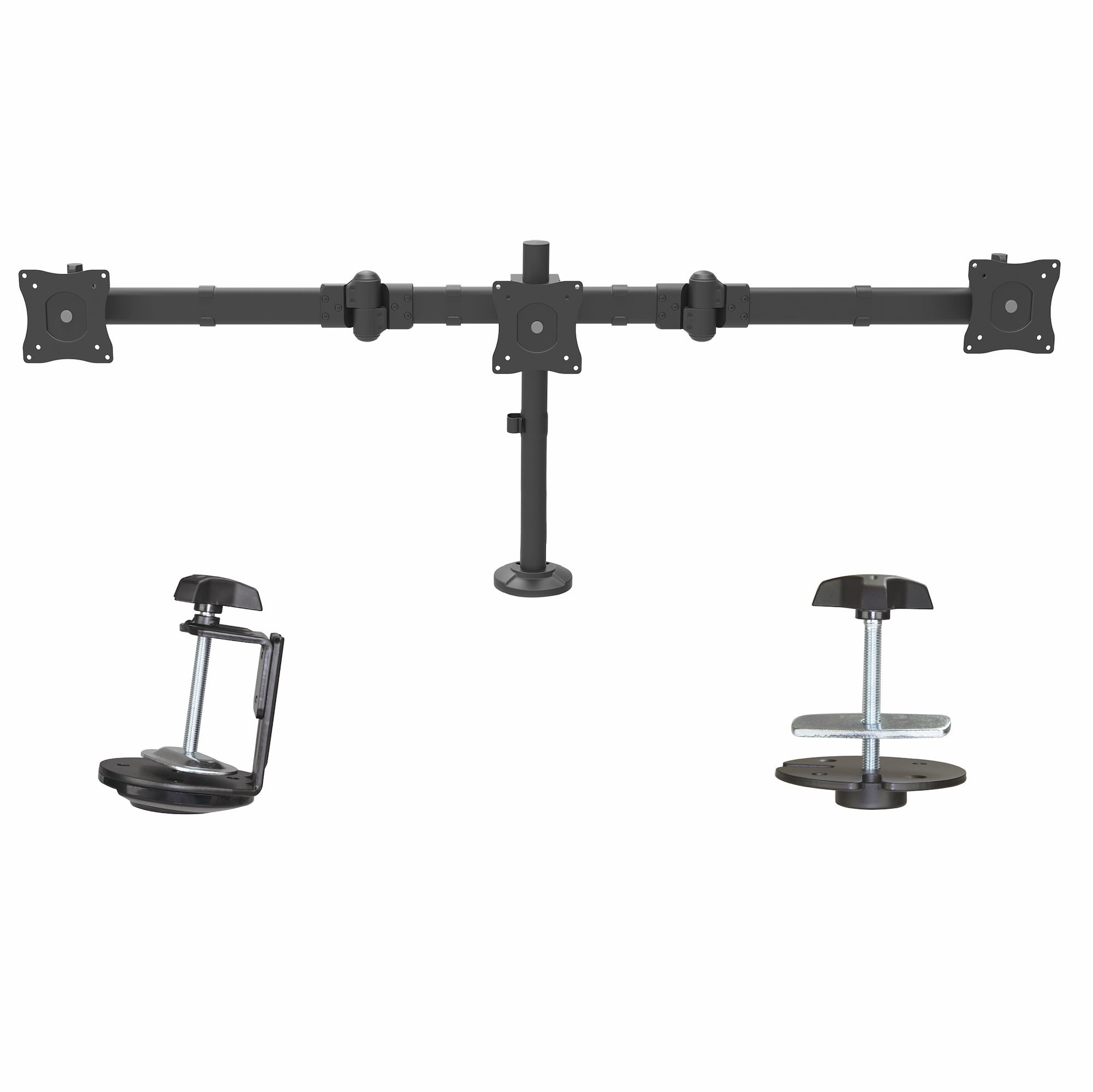 StarTech-com-Desk-Mount-Triple-Monitor-Arm---Ergonomic-VESA-3-Monitor-Mount-up-to-27----Articulating---Height-Adjustable-Pole-Mount---Tilt-Swivel-Rotate-LCD-LED-Screen---Desk-Clamp-Grommet