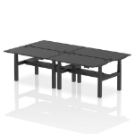 Dynamic Air Back-to-Back W1400 x D800mm Height Adjustable Sit Stand 4 Person Bench Desk With Cable Ports Black Finish Black Frame - HA02910 DD