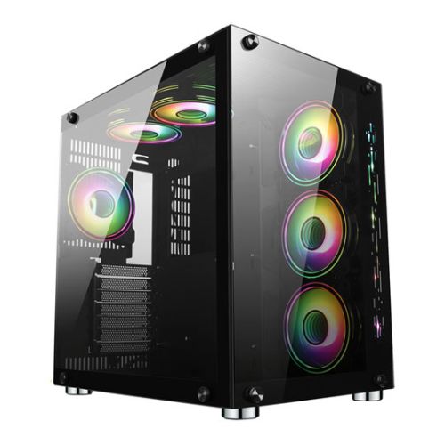 Image of GAMEMAX DS360 ARGB Gaming Case w/ Glass Side & Front ATX Dual...