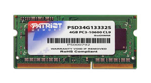 Image of Patriot Memory 4GB DDR3 SODIMM memory module 1 x 4 GB 1333 MHz