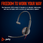 Poly Blackwire 3210 Monaural USB-C Headset +USB-C/A Adapter