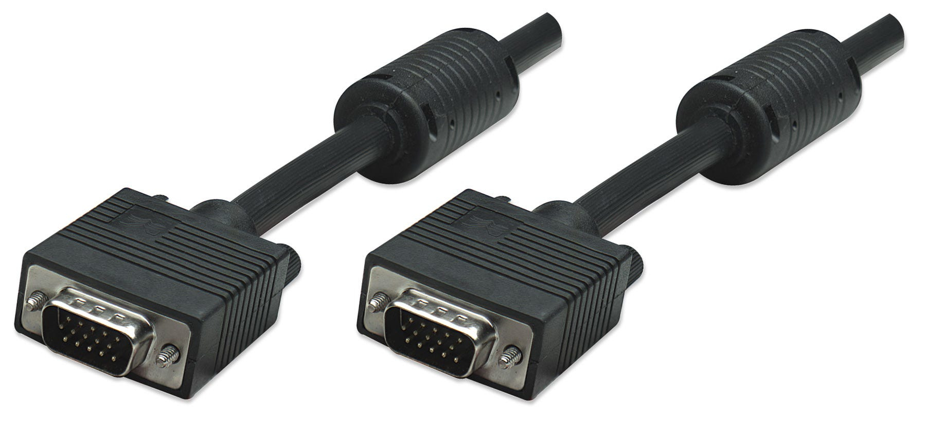 Image of Manhattan VGA Monitor Cable with Ferrite Cores. 1.8m. HD15 Male to Mal
