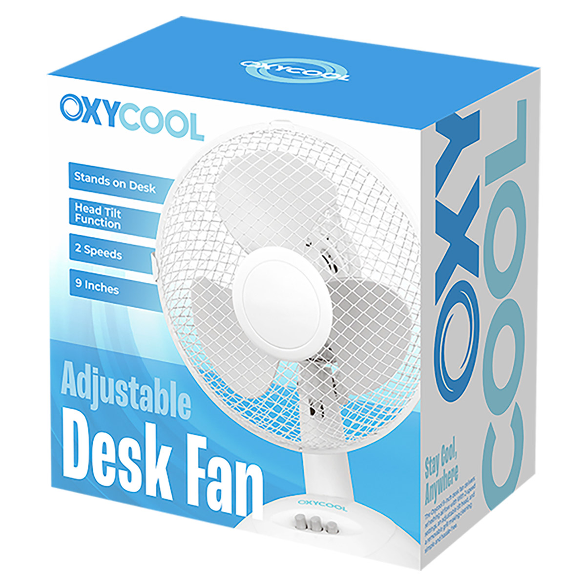 Oxycool 9" 2-Speed Desk Fan Tilting Head