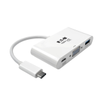 Tripp Lite U444-06N-VU-C USB-C to VGA Adapter with USB 3.x (5Gbps) Hub Ports and 60W PD Charging, White