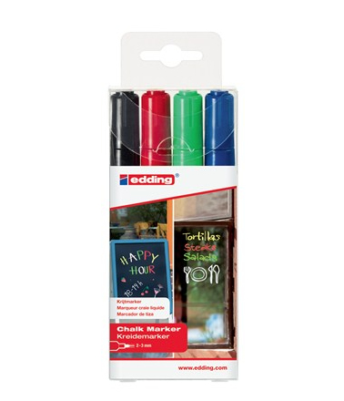 Edding 4095 chalk marker Bullet Black, Blue, Green, Red 4 pc(s)