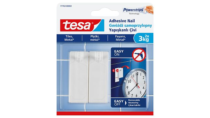 Image of TESA 77763 - Indoor - Universal hook - White - Adhesive strip - 3...