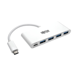 Tripp Lite U460-004-4A-C 4-Port USB-C Hub with Power Delivery, USB-C to 4x USB-A Ports, USB 3.0, White