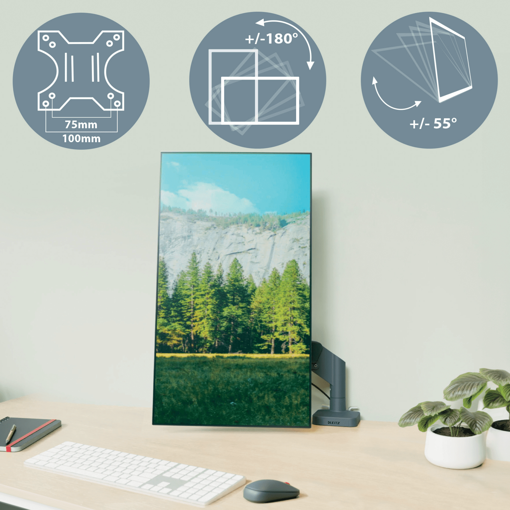 Leitz 65380089 monitor mount / stand 81.3 cm (32") Desk Dark Grey
