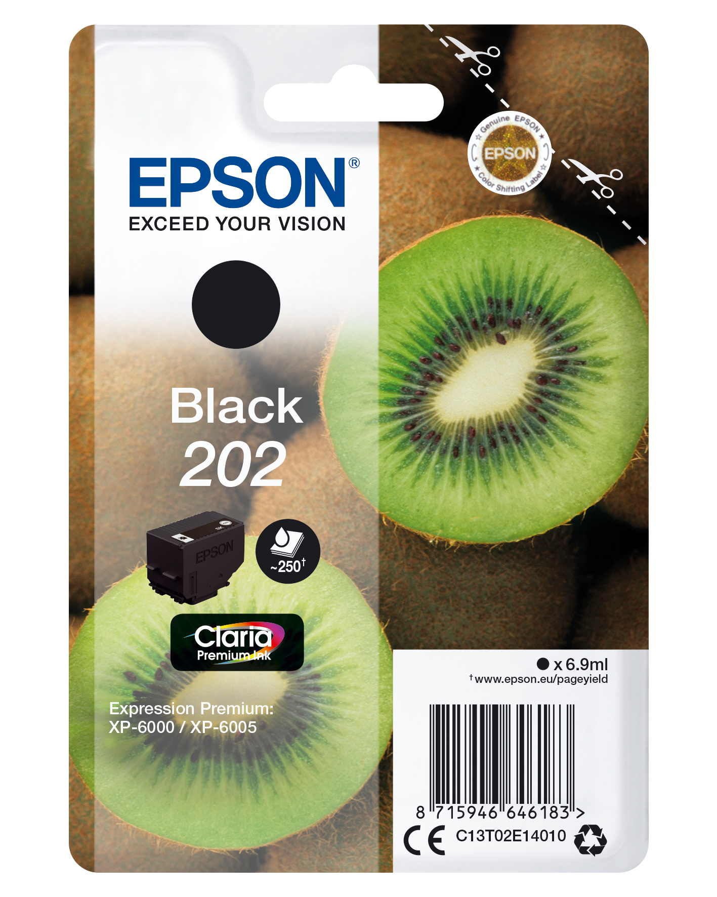 Image of Epson C13T02E14010/202 Ink cartridge black, 250 pages 6.9ml for...