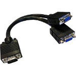 Cablenet 20cm SVGA Male - 2 x SVGA Female Black Cable Splitter