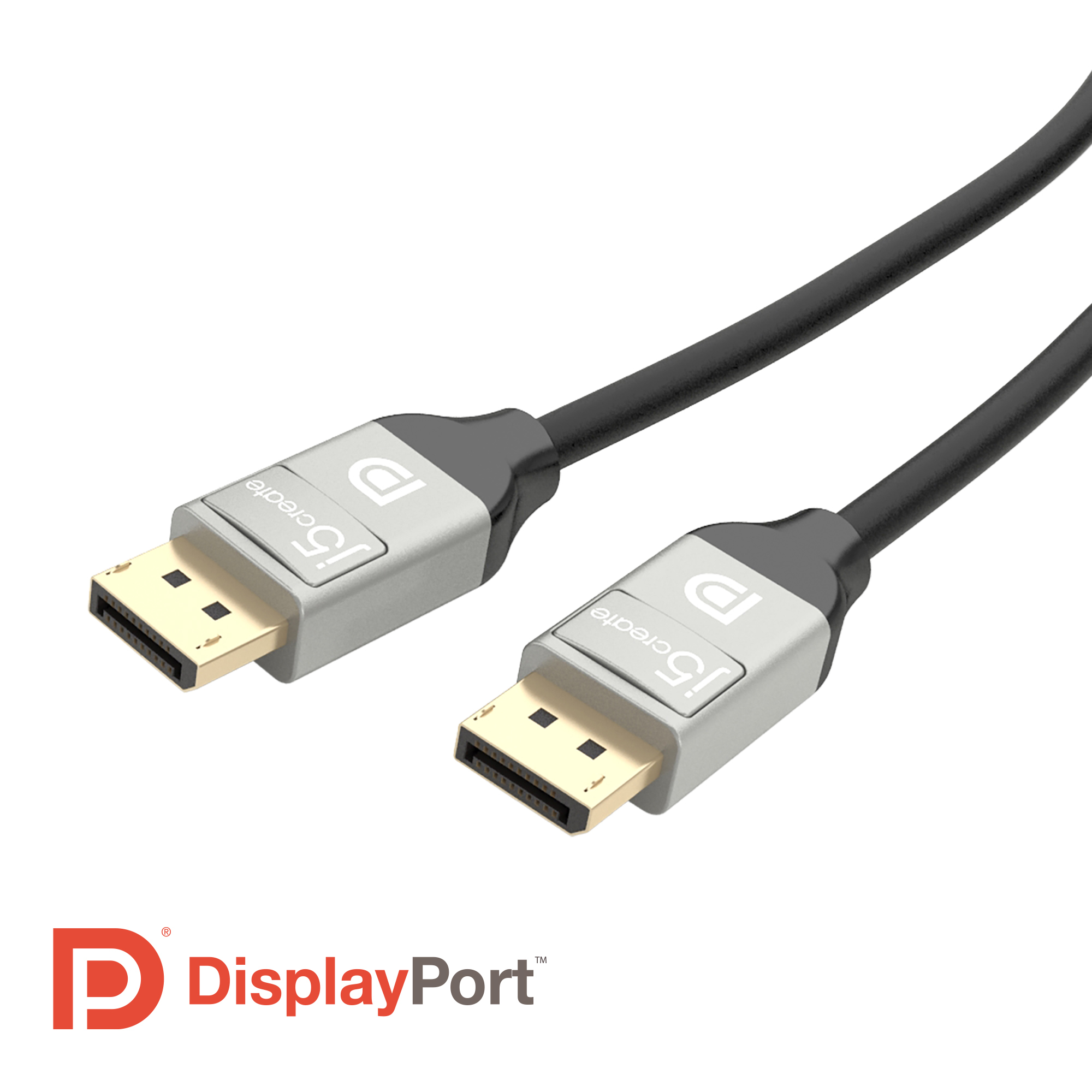 Image of j5create JDC42 4K DisplayPort Cable, Black and Grey, 1.8 m