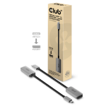 CLUB3D CAC-1567 - USB Type C - DisplayPort - Male/Female - 0.22 m - Black - Silver