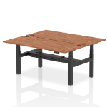 Dynamic Air Back-to-Back W1800 x D800mm Height Adjustable Sit Stand 2 Person Bench Desk With Cable Ports Walnut Finish Black Frame - HA02658 DD