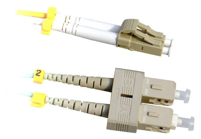 Image of Lanview LVO231303 fibre optic cable 2 m 2x LC 2x SC OM3 Aqua colour