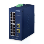 PLANET IP30 Industrial L2/L4 16-Port Managed L2/L4 Gigabit Ethernet (10/100/1000) Blauw