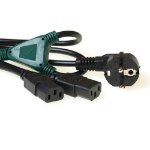 ACT 230V splitcable schuko male - 2 x C13 1.2 m Noir 1,2 m