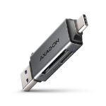 Axagon CRE-DAC USB-C+ USB-A 5 Gbps MINI 2-slot & lun SD/microSD card reader USB 3.0 Type-A/Type-C Grey