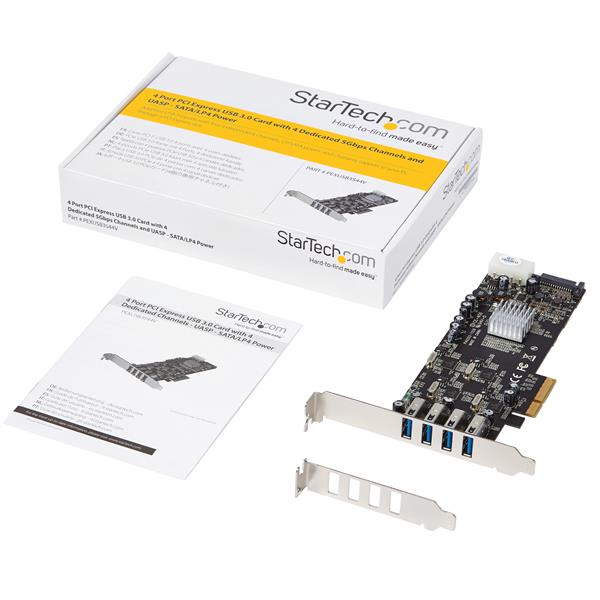 StarTech.com 4 Port PCI Express (PCIe) SuperSpeed USB 3.0 Card Adapter w/ 4 Dedicated 5Gbps Channels - UASP - SATA / LP4 Power
