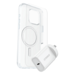 OtterBox Symmetry Series Clear for MagSafe + Premium Glass + Fast Charge Wall Charger USB-C 30W Type I