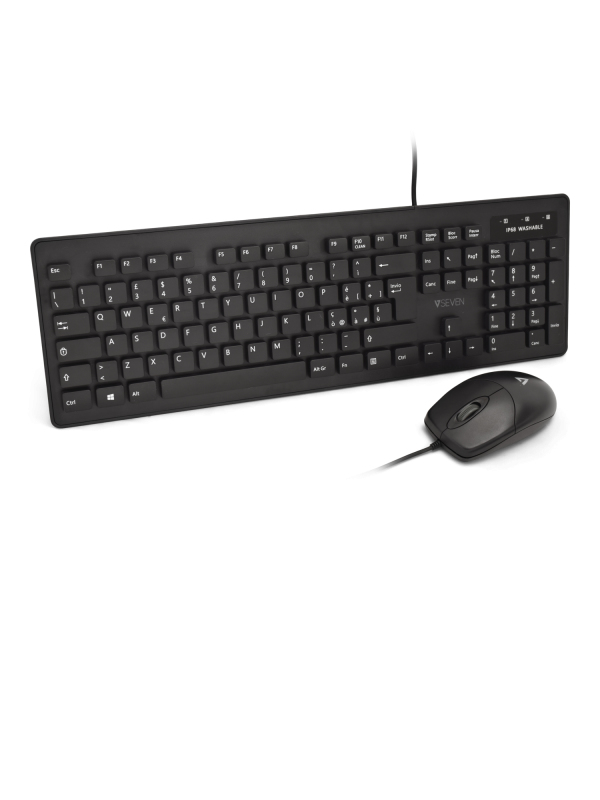 Image of V7 Washable Antimicrobial Keyboard & Mouse Combo, USB, Optical,...