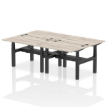 Dynamic Air Back-to-Back W1200 x D800mm Height Adjustable Sit Stand 4 Person Bench Desk With Cable Ports Grey Oak Finish Black Frame - HA01722 DD