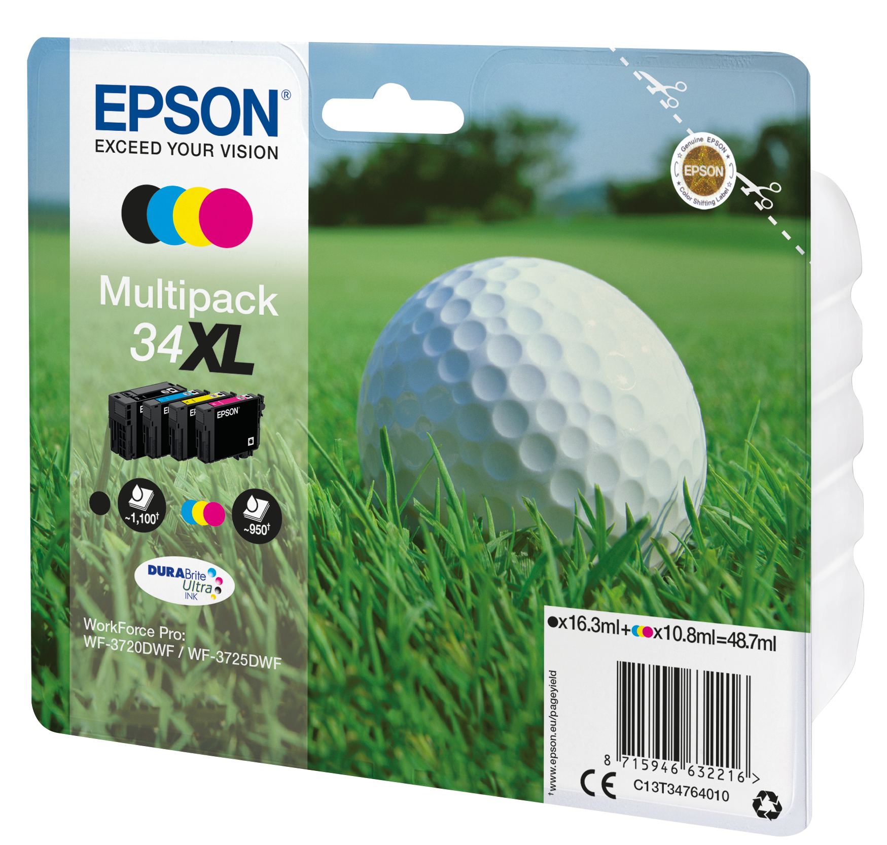 Epson T3476 34XL Golf Ball Ink Cartridge Multipack