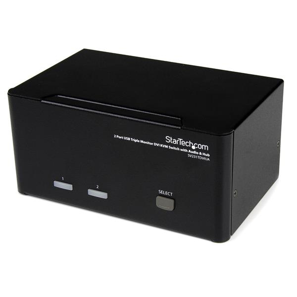 StarTech.com 2 Port Triple Monitor DVI USB KVM Switch with Audio &